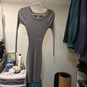 Gray Tight Long Sleeve Sweater dress